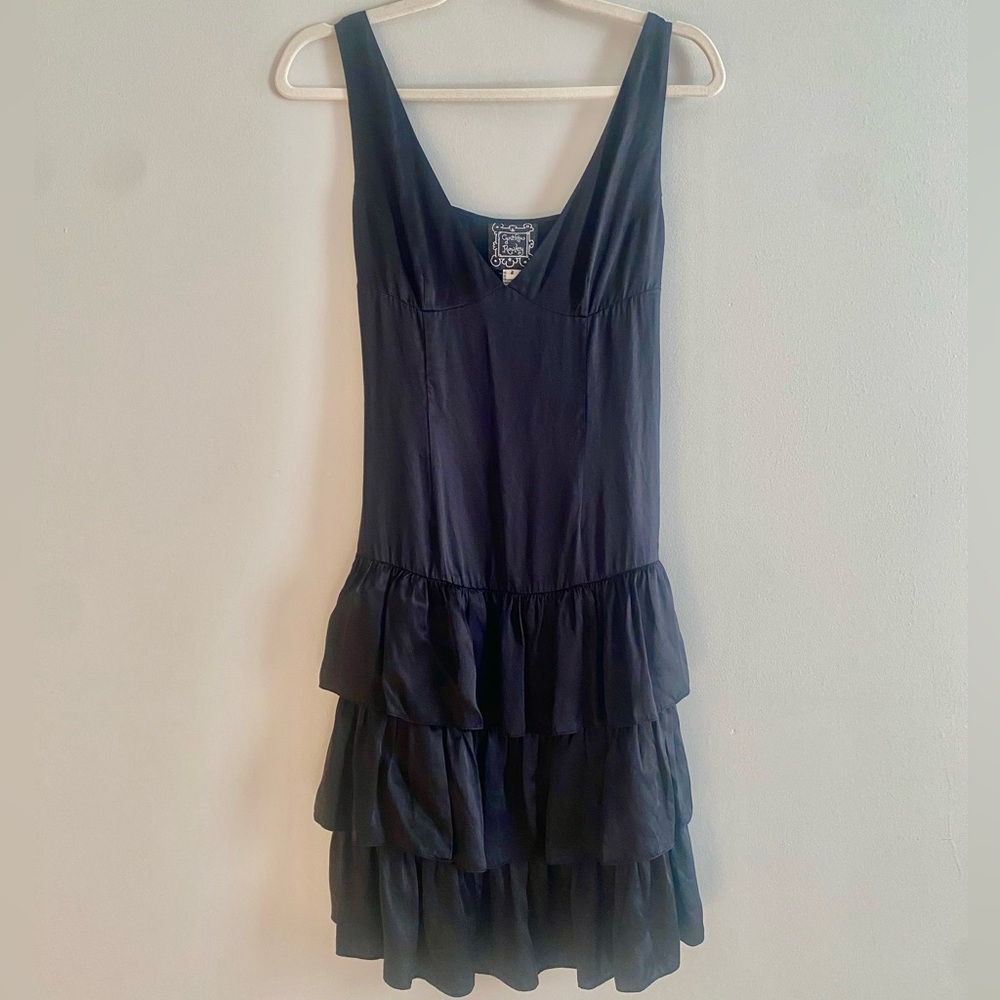 Vintage 90s Cynthia Rowley Black Silk Dress